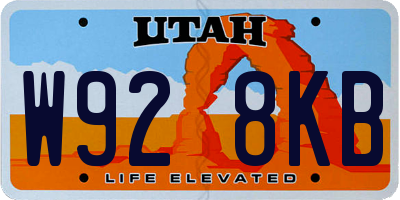 UT license plate W928KB