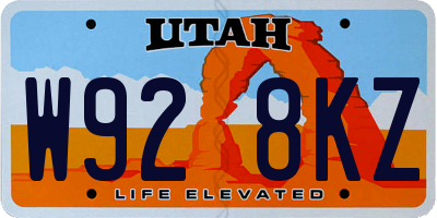UT license plate W928KZ