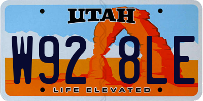 UT license plate W928LE