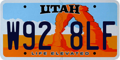 UT license plate W928LF