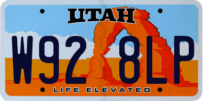 UT license plate W928LP