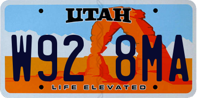 UT license plate W928MA