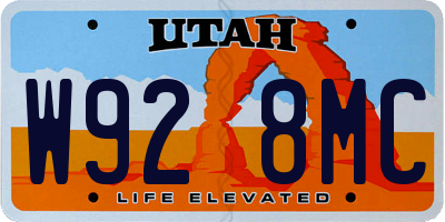 UT license plate W928MC