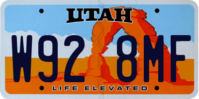 UT license plate W928MF