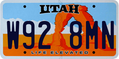 UT license plate W928MN