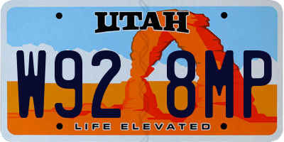 UT license plate W928MP