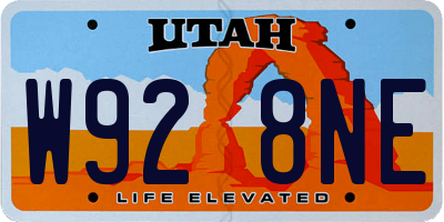 UT license plate W928NE