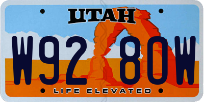 UT license plate W928OW