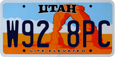 UT license plate W928PC