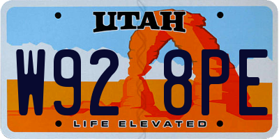UT license plate W928PE