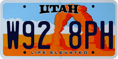 UT license plate W928PH