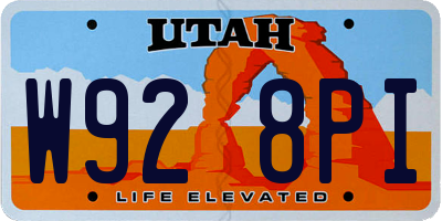 UT license plate W928PI