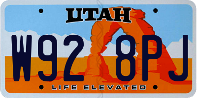 UT license plate W928PJ