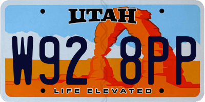 UT license plate W928PP