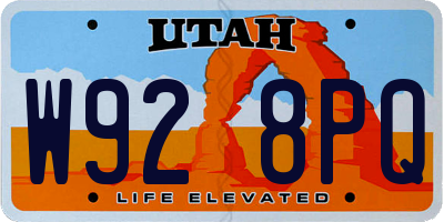 UT license plate W928PQ