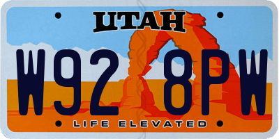 UT license plate W928PW