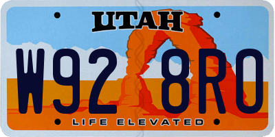 UT license plate W928RO