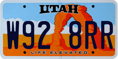 UT license plate W928RR