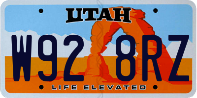 UT license plate W928RZ