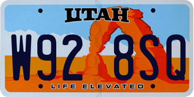 UT license plate W928SQ