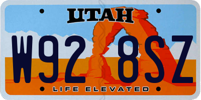 UT license plate W928SZ