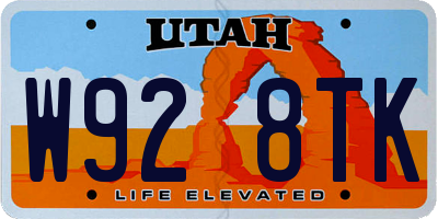 UT license plate W928TK
