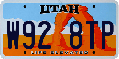 UT license plate W928TP