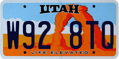 UT license plate W928TQ