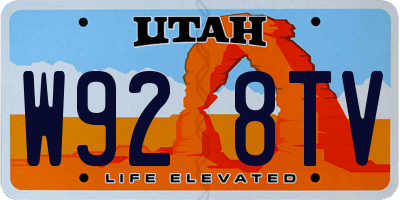 UT license plate W928TV