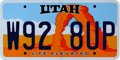 UT license plate W928UP