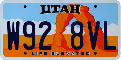 UT license plate W928VL