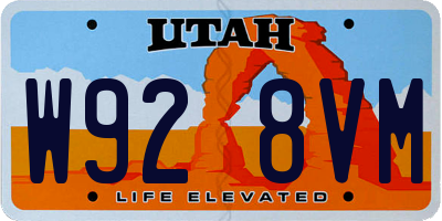 UT license plate W928VM