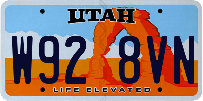 UT license plate W928VN