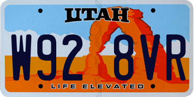 UT license plate W928VR