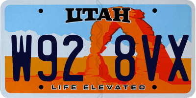 UT license plate W928VX