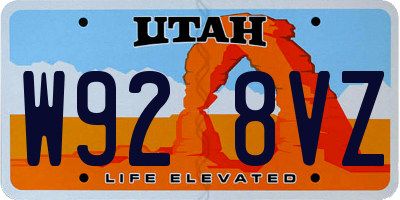 UT license plate W928VZ