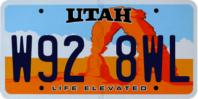 UT license plate W928WL