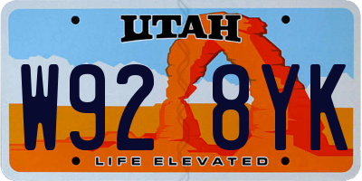 UT license plate W928YK