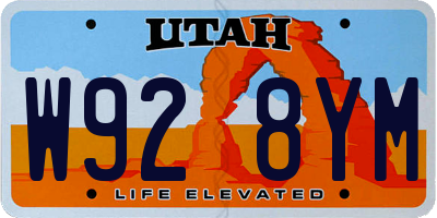 UT license plate W928YM