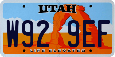 UT license plate W929EF
