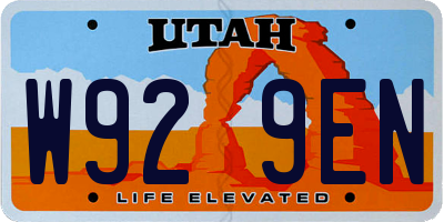 UT license plate W929EN