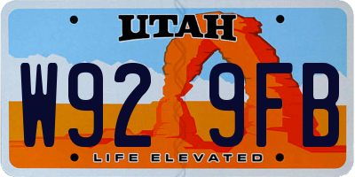 UT license plate W929FB