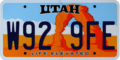 UT license plate W929FE