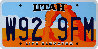 UT license plate W929FM