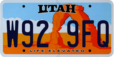 UT license plate W929FQ