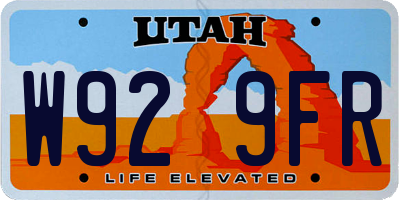 UT license plate W929FR