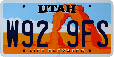 UT license plate W929FS