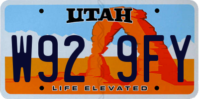 UT license plate W929FY