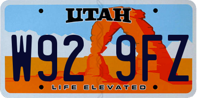 UT license plate W929FZ