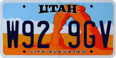 UT license plate W929GV